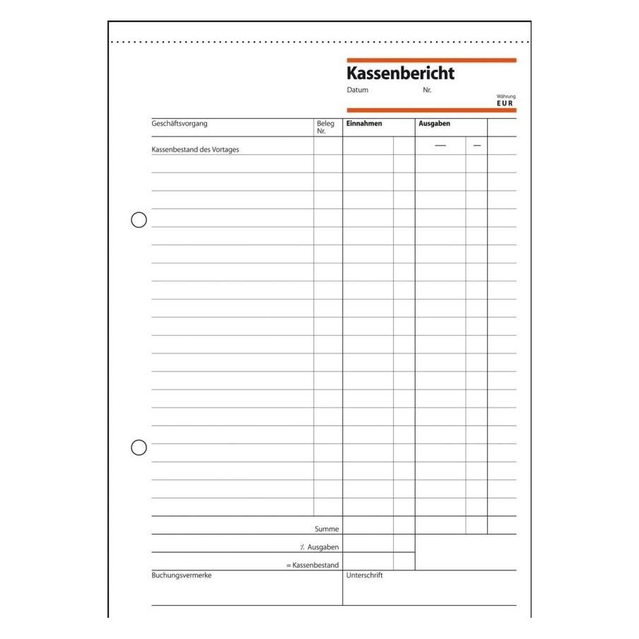 Sigel Kassenbericht/Bestandsrechnung Formularbuch (50x) (KA518)