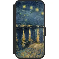 Nivocase Klapphülle für Apple iPhone 14 Pro Handyhülle aus Kunst Leder NIVOflip schwarz Kunst Malerei (Apple iPhone 14 Pro), Smartphone Hülle, Schwarz