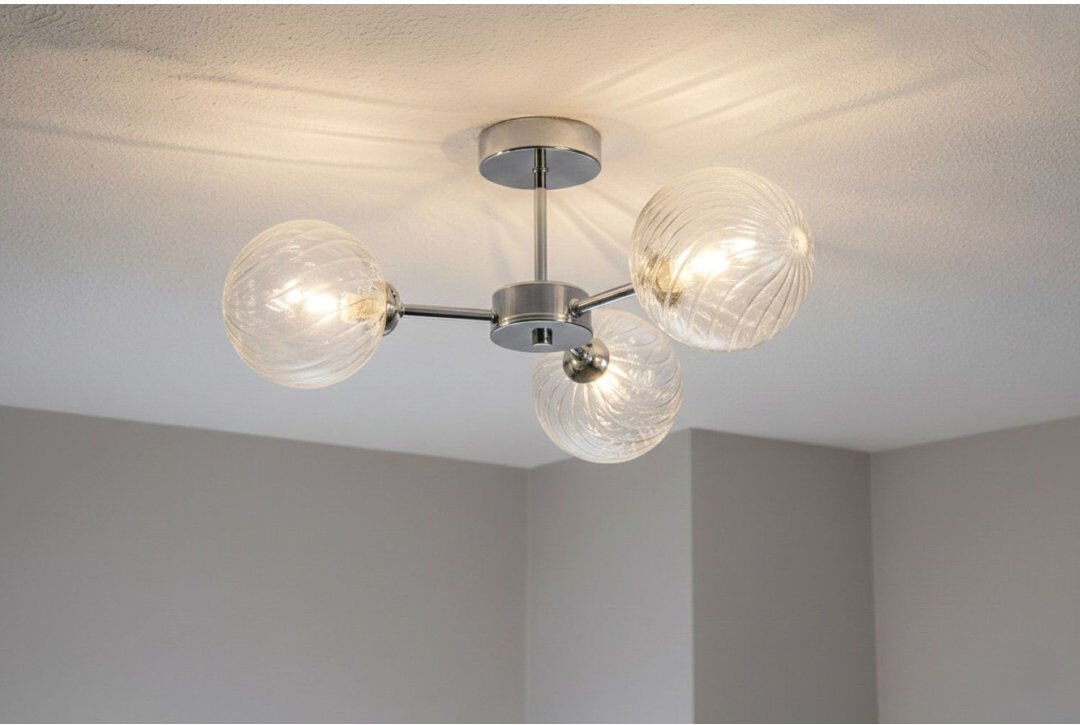 Firstlight Glass Flush Mount Chrome 20.5cm H X 37.5cm W X 37.5cm D