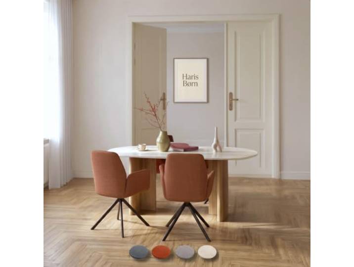 Haris Børn® Esszimmerstühle drehbar mit Armlehne (2er Set) Terracotta, Gestell schwarz - Esszimmerstuhl & Drehstuhl Esszimmer - Esstisch Stühle, Küchenstühle - 30 Tage risikofrei testen