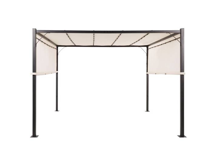 PERGOLA mit LED-Beleuchtung Stahl beige 310/310 cm Parga