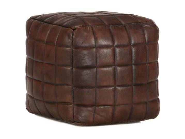 Pouf 40 x 40 x 40 cm Marron foncé Cuir véritable de chèvre