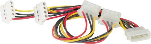Roline Strom Anschlusskabel [1x IDE-Strom-Stecker 4pol. - 4x IDE-Strom-Buchse 4pol.] 0.45 m Schwarz, Rot, Gelb
