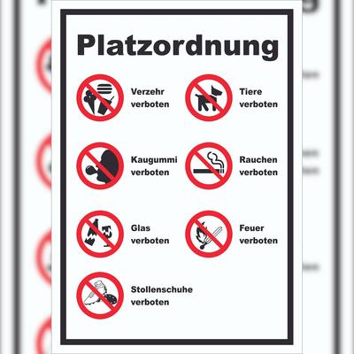 HB-Druck Schild Platzordnung hochkant A5 Rückseite selbstklebend