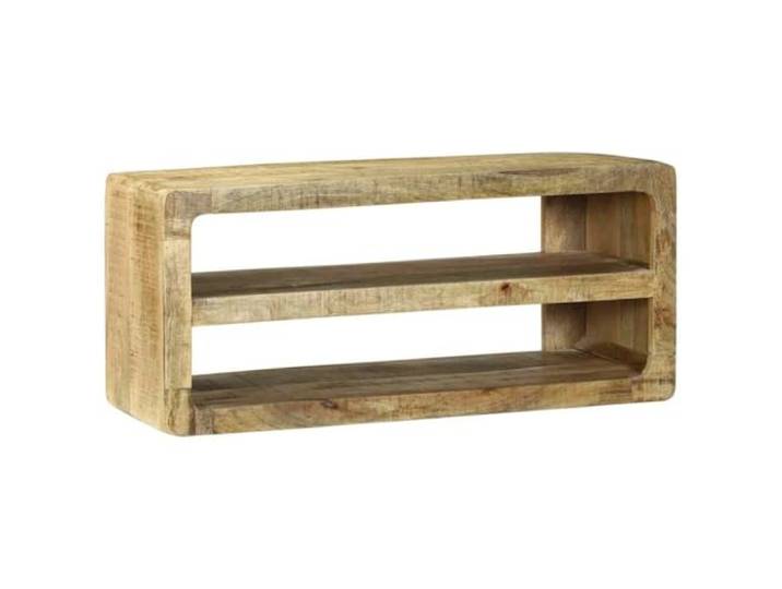 GHVBNMF TV-Schrank Massivholz Mango Lowboard Braun 80x32x36 cm Kompaktes Lowboard mit 2 offenen Fächern für Multimedia und Bücher im Schlafzimmer oder Wohnzimmer.