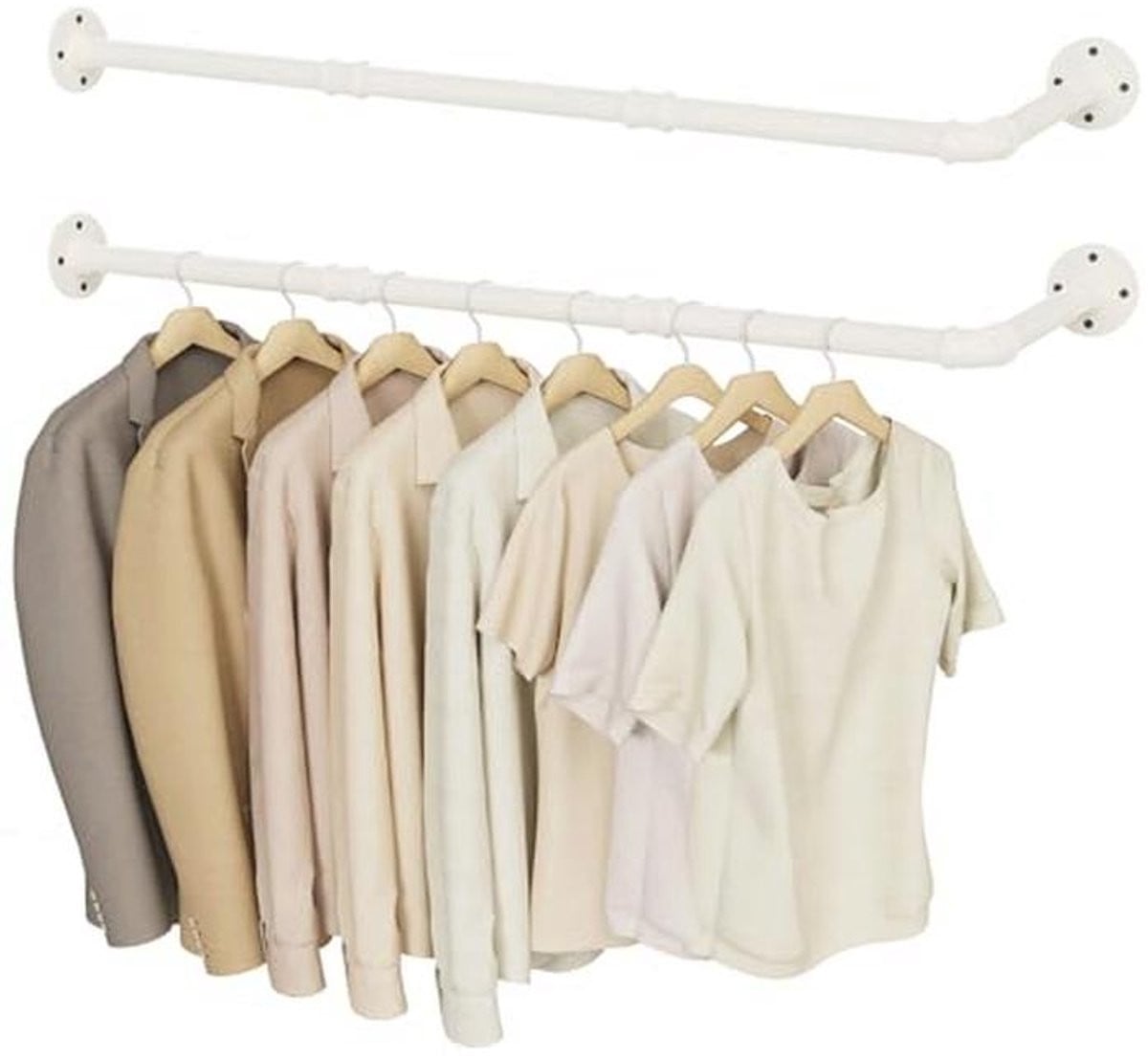 Set van 2 L-vormige wandkapstokken voor kleding in de badkamer, keuken of hal