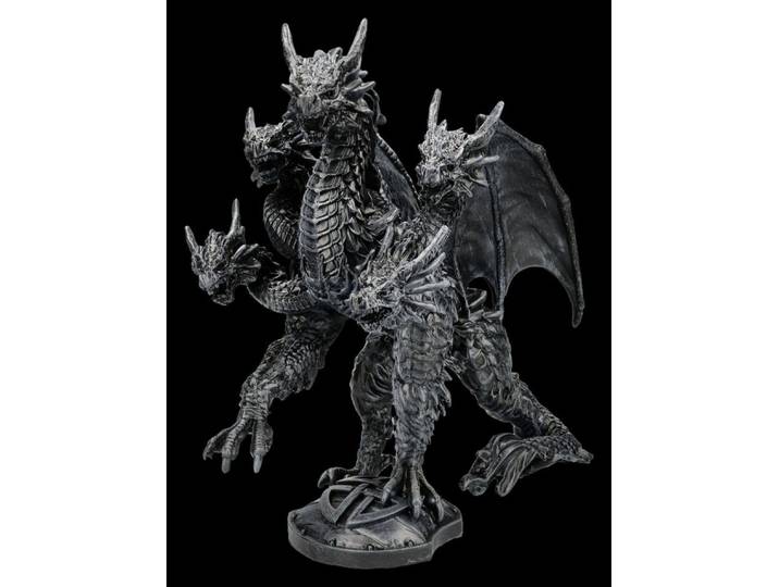 Figuren Shop GmbH Fantasy-Figur Drachenfigur 5 Köpfe – Shadow Hydra Fantasy Statue Gothic Deko 31 cm
