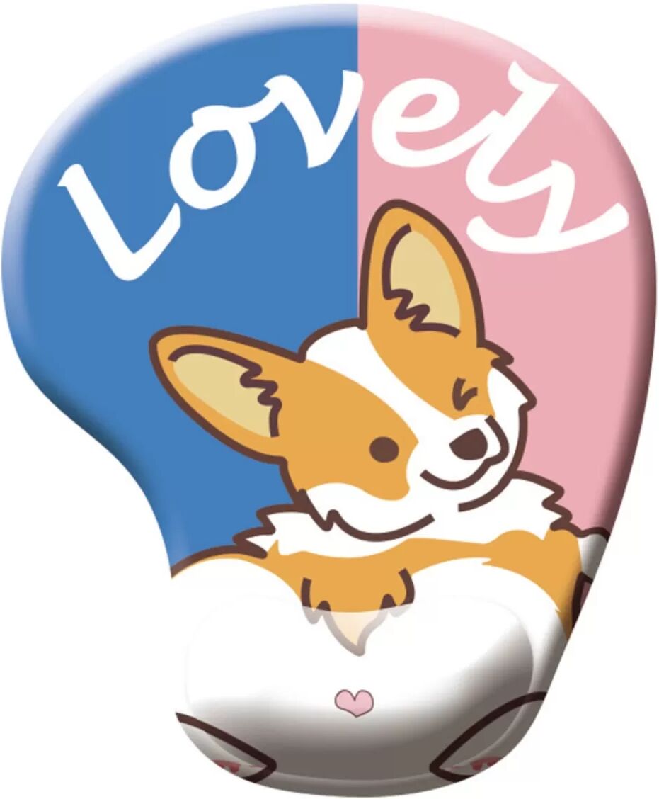 INF Corgi-Herz Silikon-Mauspad mit Handgelenkstütze – PU + Silikon + T-Cloth, rutschfestes Büro- & Gaming-Pad, Mehrfarbig,