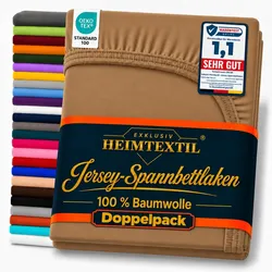 EXKLUSIV HEIMTEXTIL Jersey Spannbettlaken Premium  Marke Doppelpack  200 x 220 cm Nougat