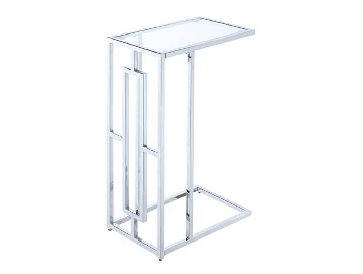 Convenience Concepts Town Square C Beistelltisch, Chrom, 40 cm, moderner C-Couchtisch, moderner Wohnzimmer-Beistelltisch, Glas/Chrom