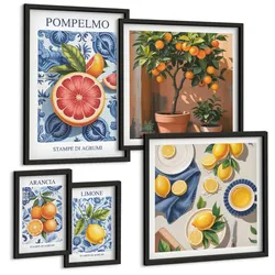 BILDER SET 5er Set - 50x50 cm & 20x30 cm & 40x60 cm Schwarzer Rahmen - Stilvolle Grafik, Ballerina-Architektur
