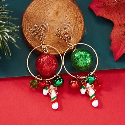 Multicon Wholesale Hub Cute Snowman, Colorful Crystal Zircon, Dangle Earrings For Women, Christmas Tree Snowflake Bow, Xmas New Year Party Gift 18