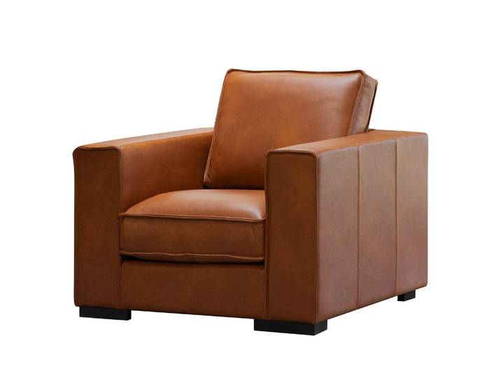 Sessel Locana Braun Echtleder Bulle 100 x 87 x 94cm