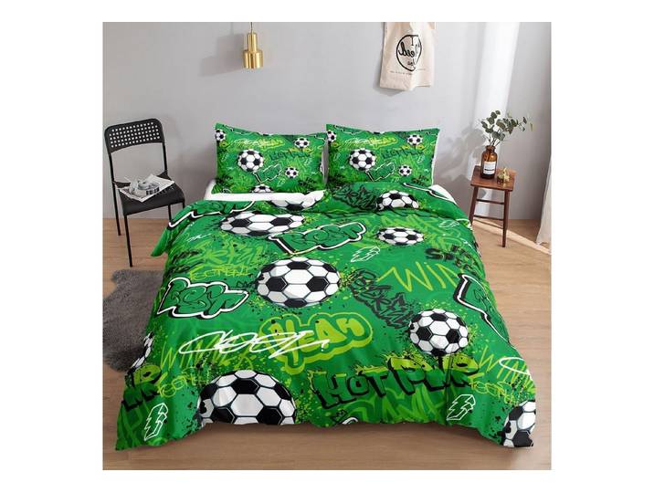 LuxusKollektion Kinderbettwäsche Bettwäsche-Set Fußball Graffiti 200x200cm