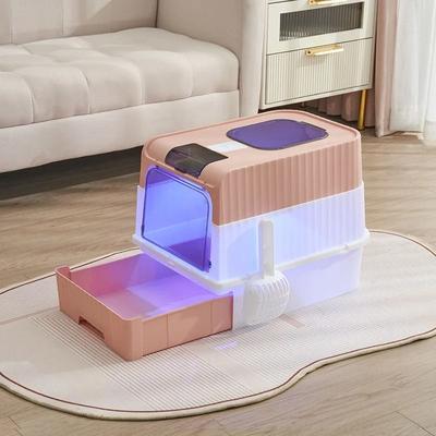 Uplifted Goods Fully Enclosed Anti Splash Cat Litter Box pink