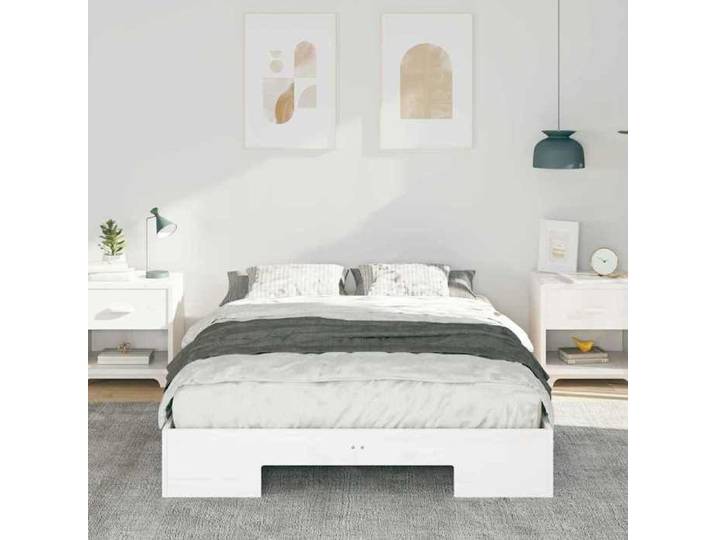 (En Promotion)Lit 2 PERSONNES 140x190cm Cadre de lit Contemporain Blanc 140x190cm L510904