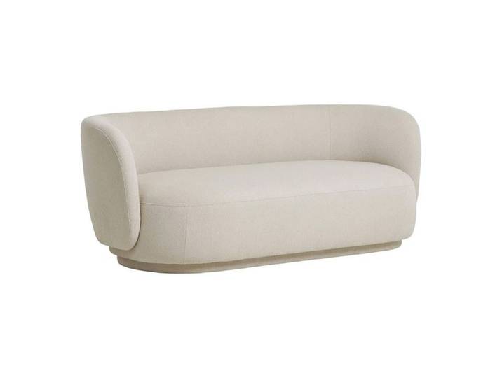 AVALON - Canapé Fixe 2 5 Places Tissu Bouclettes Beige Clair