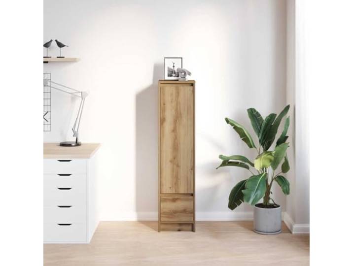 KTHLBRH Anrichte Hohe Eiche Handwerk 29,5 x 34 x 119,5 cm Stabiles technisches Holz, 1 Tür, 1 Schublade, 2 Einlegeböden, einfache Reinigung, flexible Türinstallation