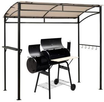 Costway 7 x 4.5 Feet Grill Gazebo Outdoor Patio Garden BBQ Canopy Shelter-Beige