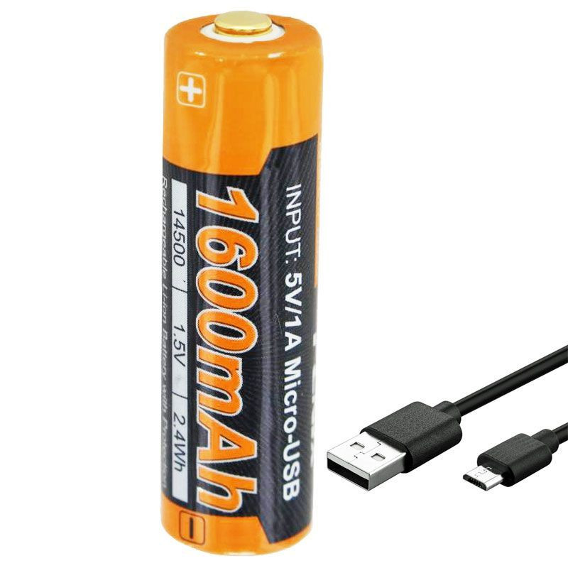 AccuCell Mignon AA LR6 Li-ion oplaadbare batterij 1600mAh 1.5V met micro USB oplaadbox