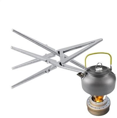Inspire Daily Merch Portable Alcohol Stove Bracket Stainless Steel Four Corner Kettle Stand For Outdoor Camping Portable Alcohol Stove Bracket Stainless Steel Four Corner Kettle Stand For Outdoor Camping