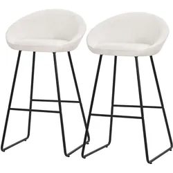 BARHOCKER 2er Set Beige mit Stoffbezug