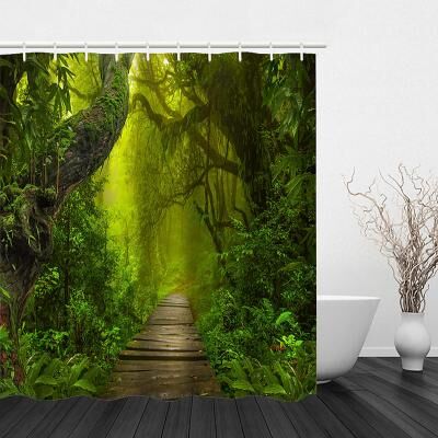 LightInthebox Beautiful Landscape Nature Landscape Print Waterproof Shower Curtain Modern Polyester Machined Waterproof Bathroom With Hooks