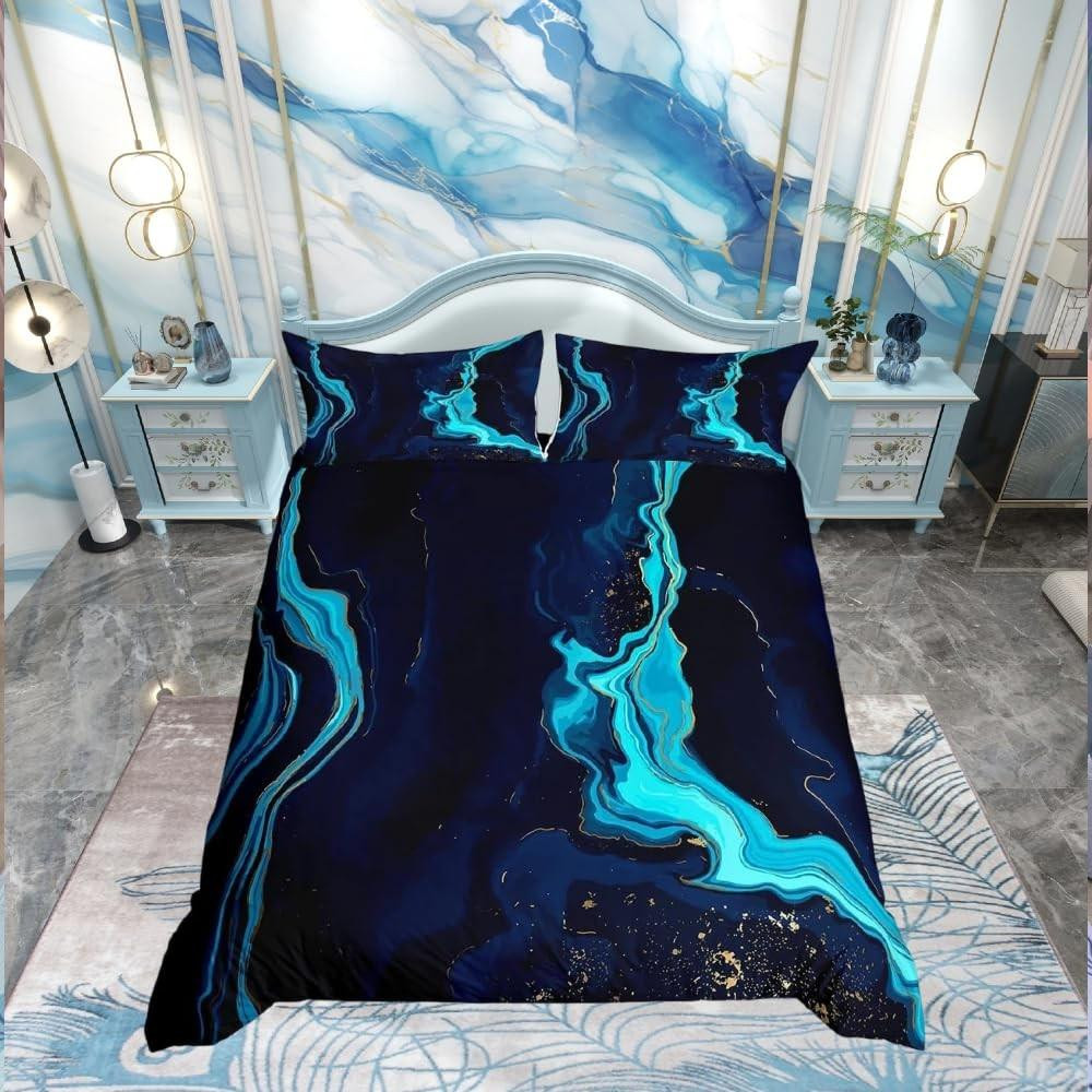Blue Marble beddengoedset met abstracte kunst voor volwassenen