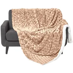 KUSCHELDECKE Sherpa 130/160 cm, Samtdecke mit Dreieckmuster