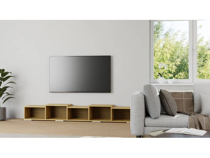 Asymmetrisches Sideboard nach Maß Eiche Natur geölt