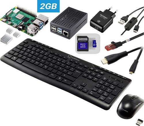 TRU COMPONENTS Pro Set Raspberry Pi 4 B 2GB 4 x 1.5GHz inkl. Netzteil, inkl. Gehäuse, inkl. Kühlkörper, inkl. HDMI-Kabel, inkl