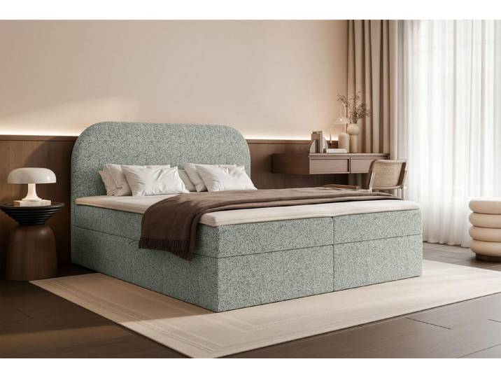 Compleo Boxspringbett Doppelbett, Topper als Option, gepolstertes Kopfteil mit Bettkasten, Zur Auswahl: Bonell oder Taschenfederkern