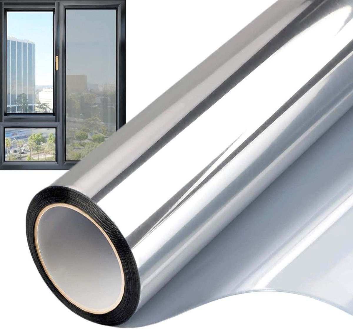 Raamfolie Privacy Spiegelfolie Zilver 60 x 300 cm
