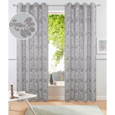 Verdunkelungsvorhang OTTO HOME "Mannfred", grau, B:130cm H:225cm, Polyester, Gardinen, Blickdicht, barockem Muster, Pflegeleicht, Ösen- Aufhängung