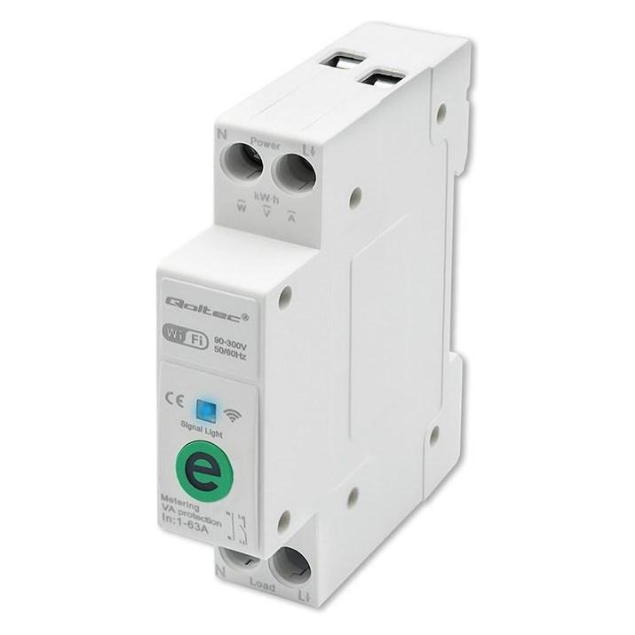 Qoltec 63A Hutschienenrelais mit Stromzähler | eWeLink von Sonoff | Wi-Fi | LED (50991)