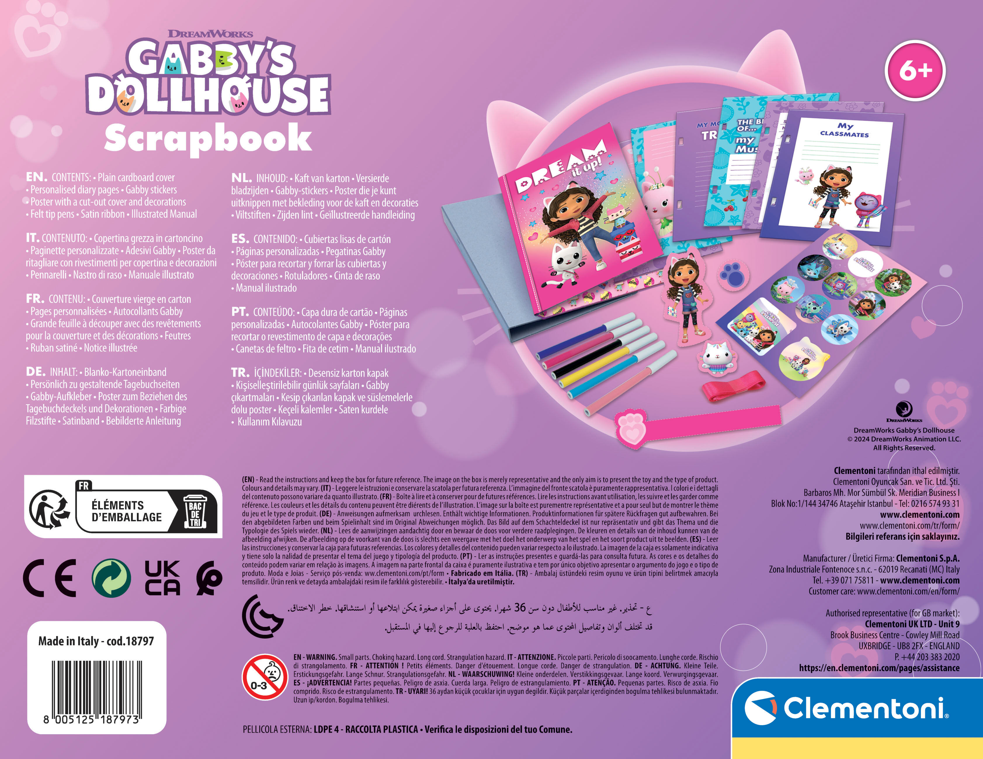 Tagebuch CLEMENTONI "Gabby's Dollhouse, Tagebuch", bunt, Notizbücher, Kinder, Tagebuch, Made in Europe