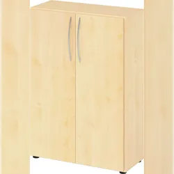 bümö Mehrzweckschrank 80cm breit, Aktenschrank o. Schuhschrank klein, Schrank mit Regal, Kommode in Ahorn aus Holz, Vorratsschrank & Haushaltsschrank