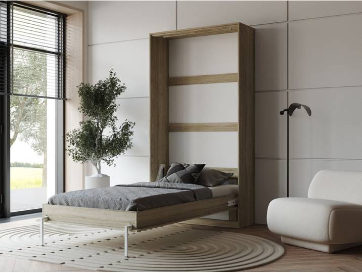 HeimLiving Schrankbett Classico 100/140/160x200 cm Vertikal Eiche Sonoma Wandbett