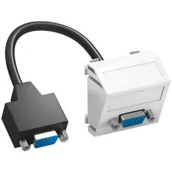 OBO 6104670 Multimediaträger VGA mit Kabel, Buchse-Buchse 45x45mm Polycarbonat reinweiß RAL 9010 MTS-VGA F RW1