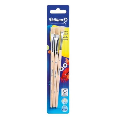 Pelikan Borstenpinsel Sorte, 613F, 3er Set mit den Größen 8, 10 und 12