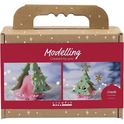 Creativ Company Mini Kreativ Set Modellieren, Weihnachtsbaummonster, sortierte Farben