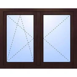 Doppelfenster ohne Mittelsteg PEPE 3-fach Verglasung Mahagoni holzähnlich innen öffnend DIN rechts