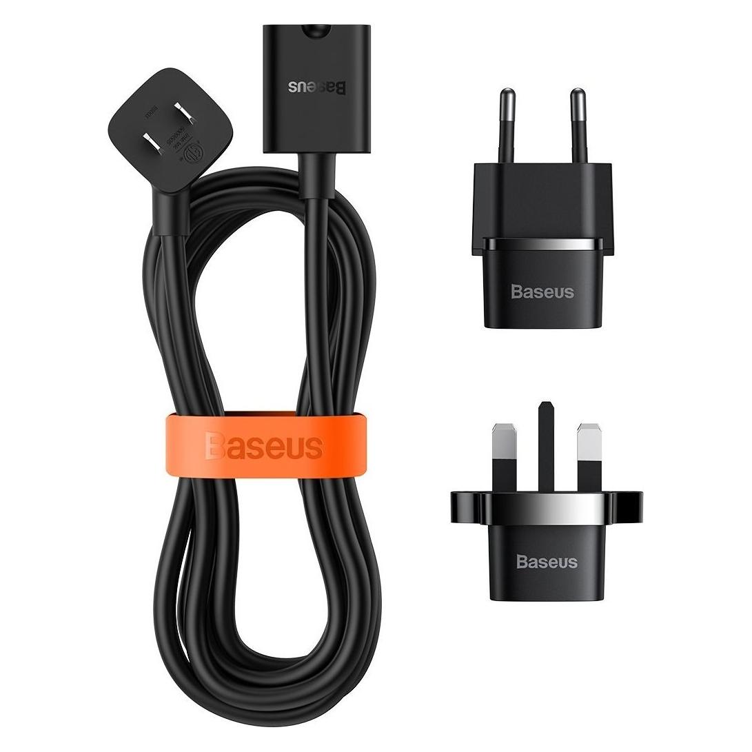 Baseus PowerCombo cable / extension cord with mini power strip 1m black (EU and UK power adapter (1 m) (PSMN000301)