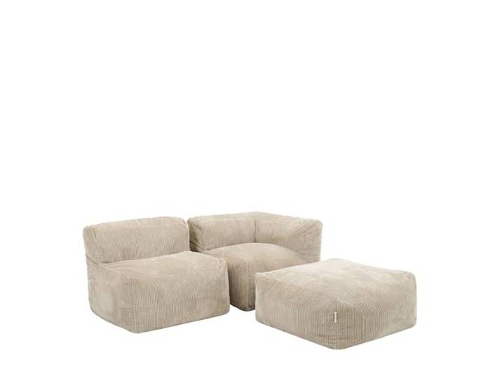 Icon Zen Cord Sitzsack Sofa mit Füllung, 3 Sitzer Modular Sofa, Beige Entworfen in Deutschland, Boneless Sofa, Weicher Cordstoff, Sofa für Wohnzimmer und Schlafzimmer