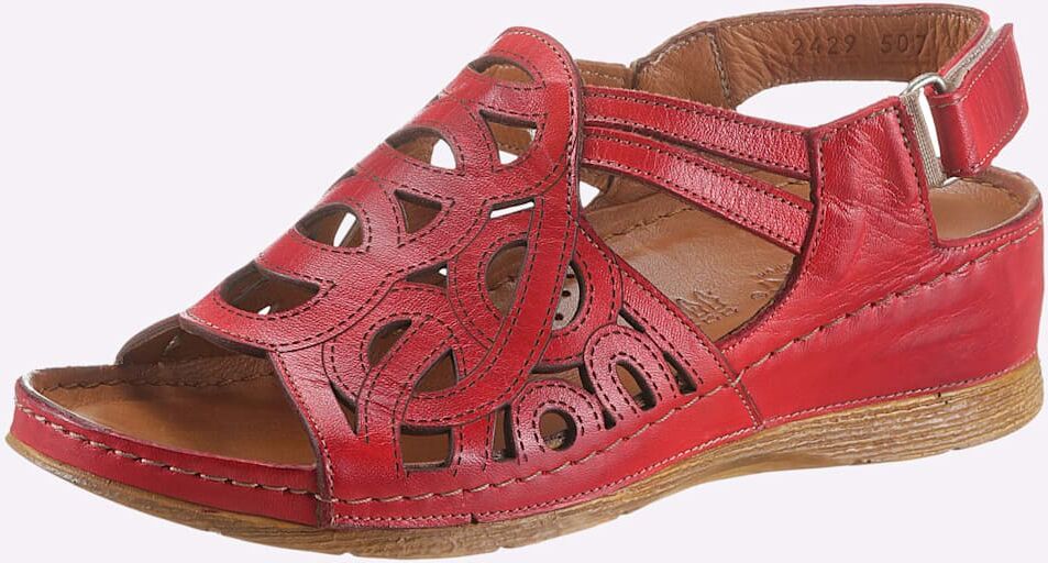 Sandalette GEMINI, Damen, Gr. 37, Leder, rot, Glattleder, Schuhe Sandalette