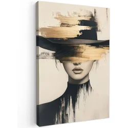 LEINWANDBILD Frau - Hut - Farbe Wanddeko 40x60 cm