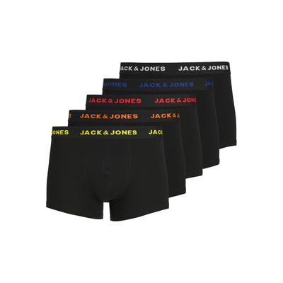 Trunk JACK & JONES "JACBLACK – Formschlüssige Boxershorts mit elastischem Bund", Herren, Gr. XXL, 5 Stk., Jersey, schwarz, Jersey, Obermaterial: 95% Baumwolle, 5% Elasthan, unifarben mit Farbeinsatz, körpernah, Unterhosen, unifarben, casual,...