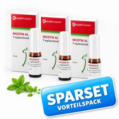 ALIUD Pharma GmbH Nicotin AL 1 mg / Sprühstoß Spray zur Rauchentwöhnung Sparset (3 Stück) 3 St 08029664