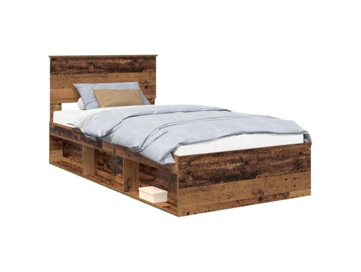 ZQQLVOO Bettrahmen Altholz 100 x 200 cm Massives Kiefernholz Modernes Design, Holzwerkstoffrahmen, fester Lattenrost, Kiefernholz-Kopfteil, einfache Pflege