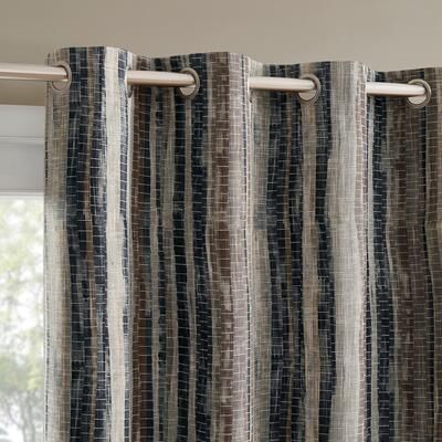 Sun Zero Avila Abstract Stripe Total Blackout Grommet 1-Piece Curtain Panel, Single Panel